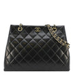 CHANEL Quilted Leather Shopping Tote Bag Black