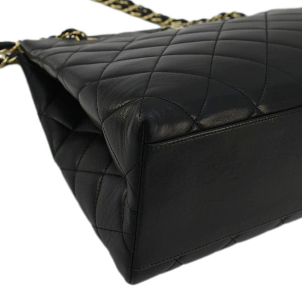 CHANEL Quilted Leather Shopping Tote Bag Black