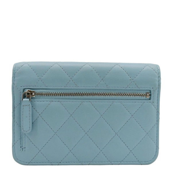 CHANEL WOC Quilted Leather Crossbody Bag Tiffany Blue back look