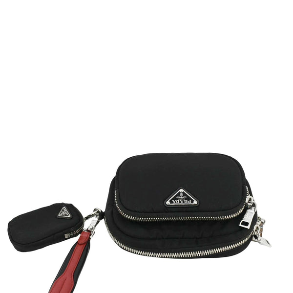 PRADA Tessuto Nylon Pocket Wristlet Pouch Black