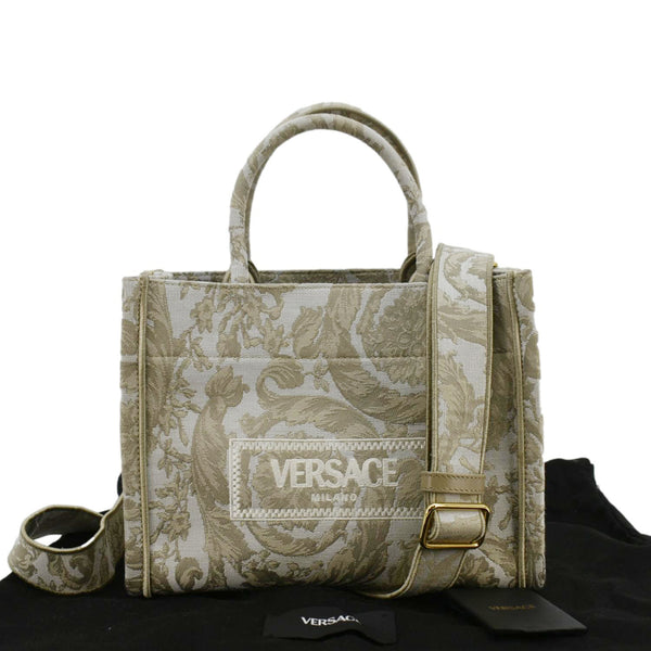 VERSACE Athena Barocco Canvas Tote Bag Beige