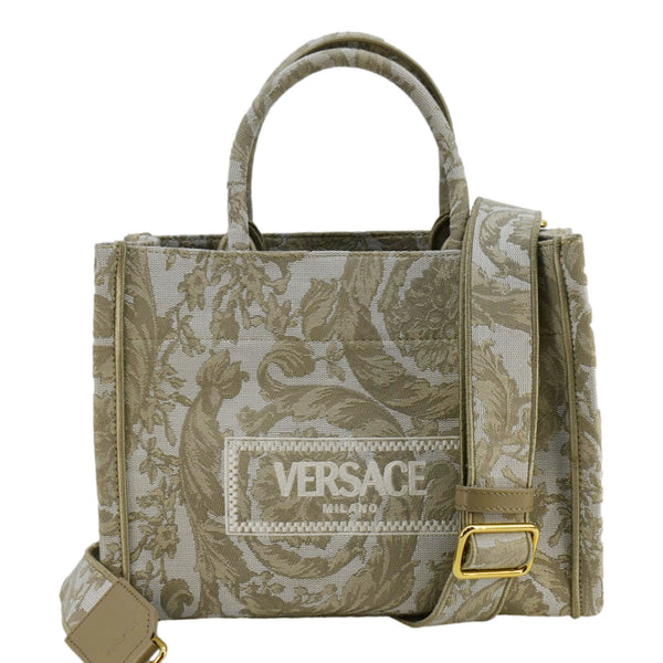 VERSACE Athena Barocco Canvas Tote Bag Beige