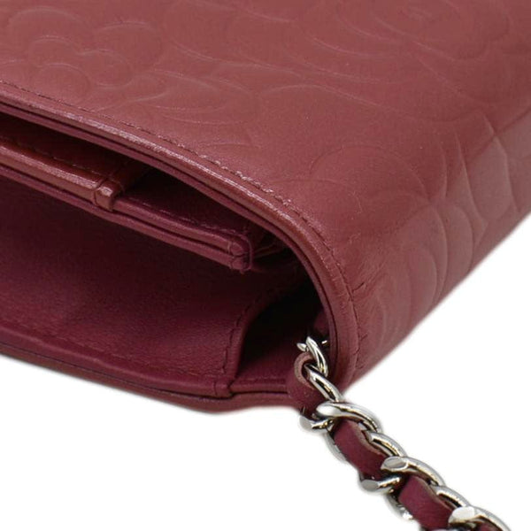 CHANEL Camellia Wallet On Chain Leather Crossbody Bag Pink