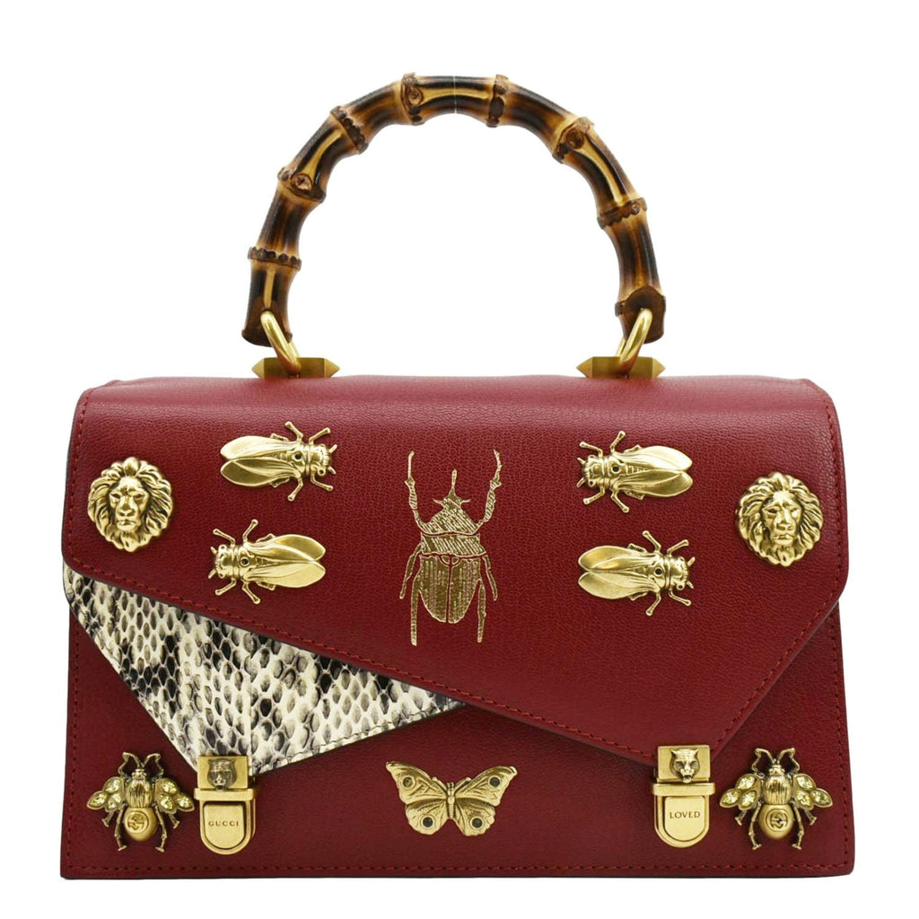 GUCCI Ottilia Leather Top Handle Shoulder Bag Red 488715