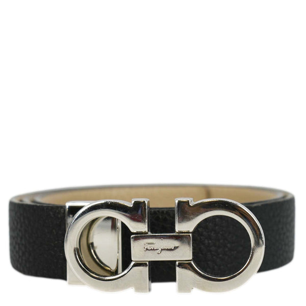 SALVATORE FERRAGAMO Gancini Leather Belt Black Size 33