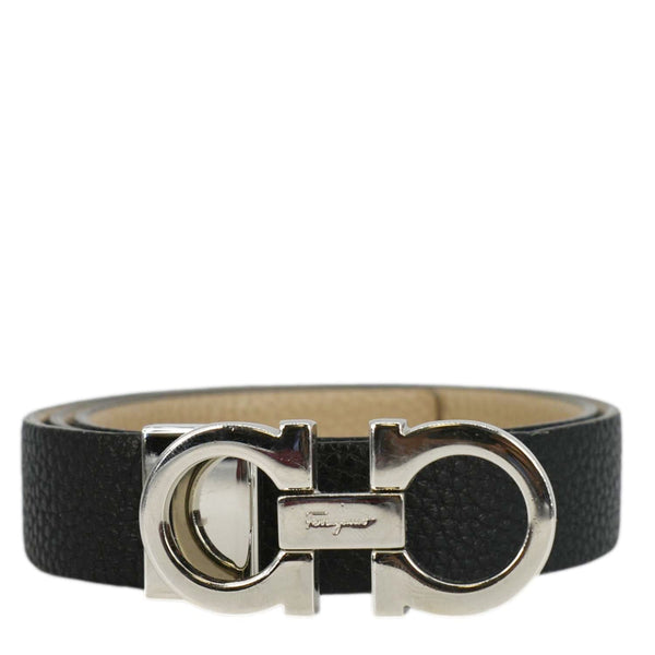 SALVATORE FERRAGAMO Gancini Leather Belt Black Size 33