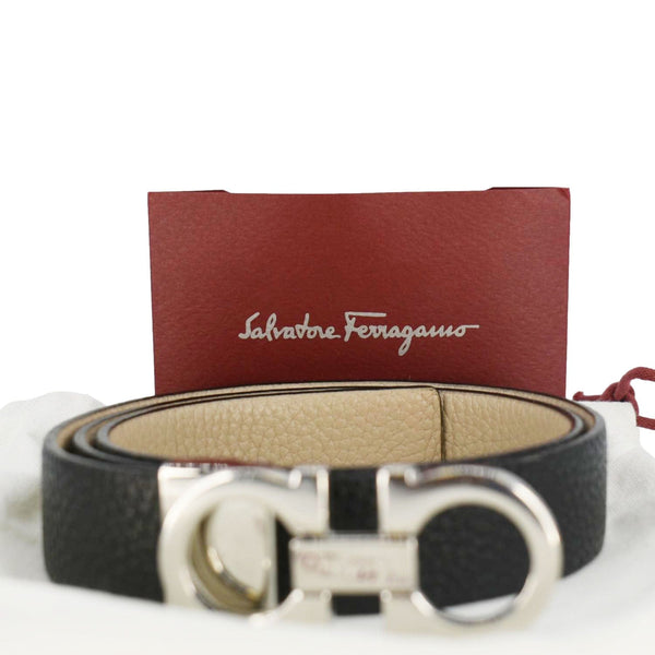 SALVATORE FERRAGAMO Gancini Leather Belt Black Size 33