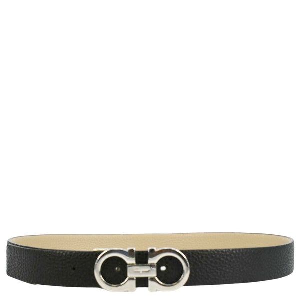 SALVATORE FERRAGAMO Gancini Leather Belt Black Size 33