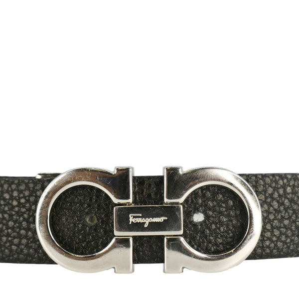 SALVATORE FERRAGAMO Gancini Leather Belt Black Size 33