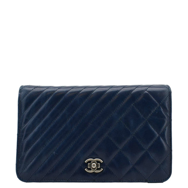 CHANEL Coco Boy Quilted Calfskin Leather Wallet On Chain Crossbody Bag Navy Blue