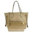 LOUIS VUITTON Neverfull MM Empreinte Leather Tote Shoulder Bag Beige