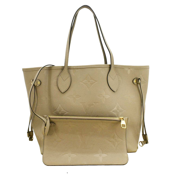 LOUIS VUITTON Neverfull MM Empreinte Leather Tote Shoulder Bag Beige