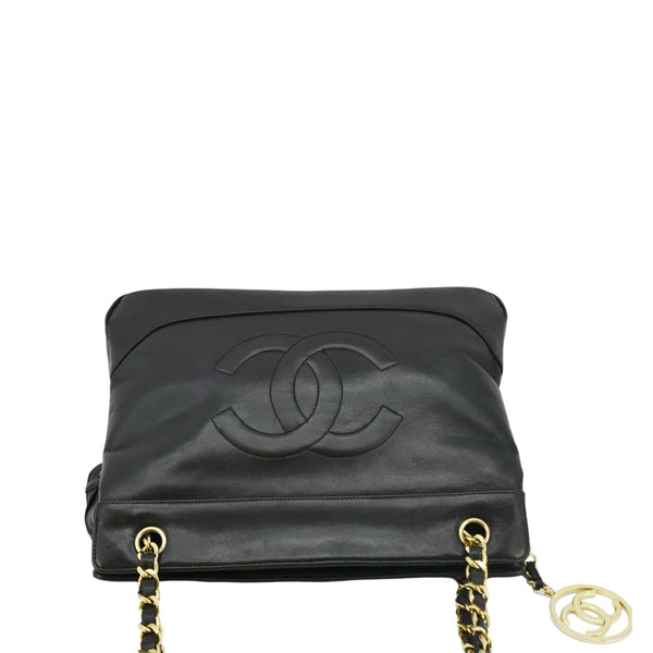 CHANEL Vintage CC Lambskin Leather Chain Shopping Tote Bag Bag Black