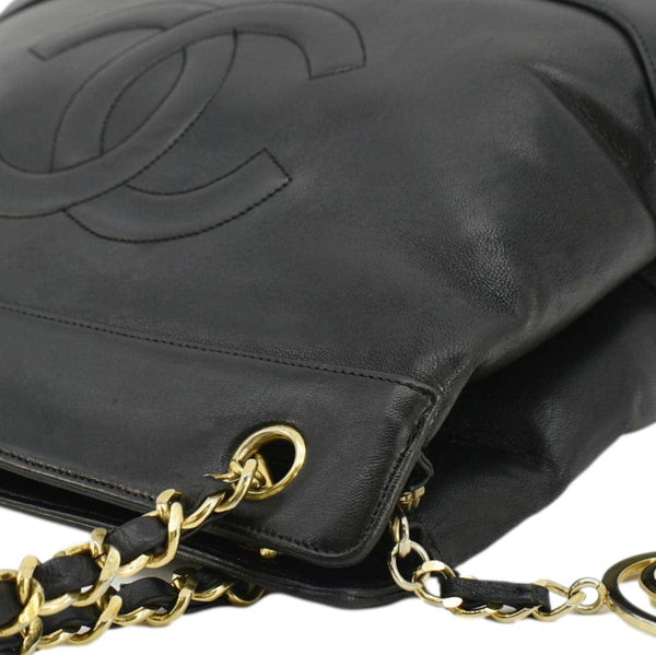 CHANEL Vintage CC Lambskin Leather Chain Shopping Tote Bag Bag Black