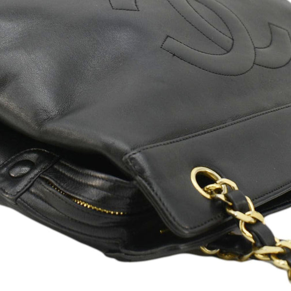 CHANEL Vintage CC Lambskin Leather Chain Shopping Tote Bag Bag Black