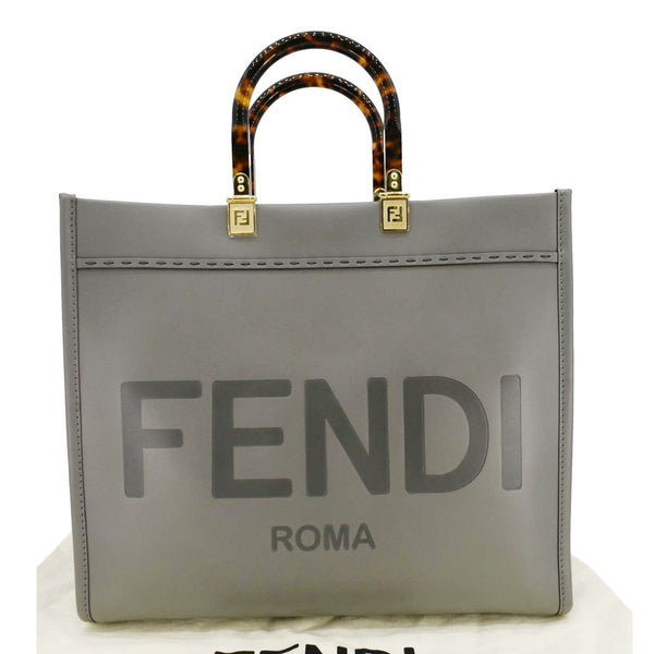 FENDI Sunshine Leather Crossbody Tote Bag Gray