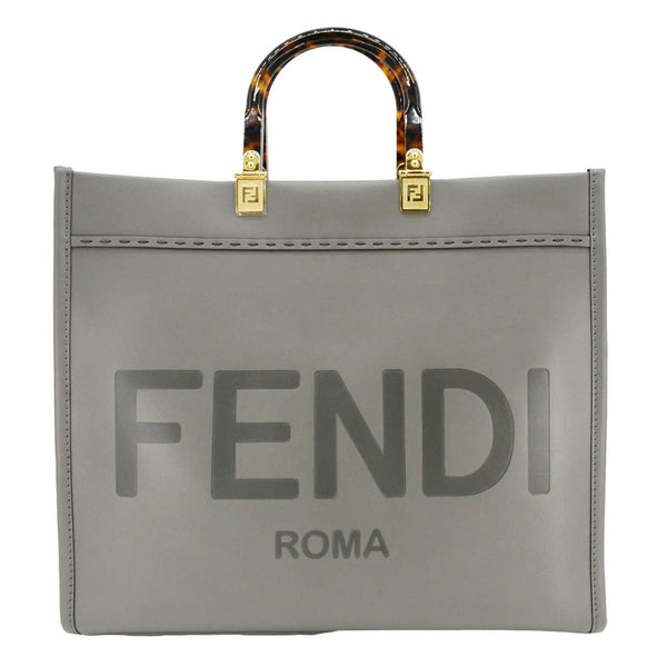 FENDI Sunshine Leather Crossbody Tote Bag Gray