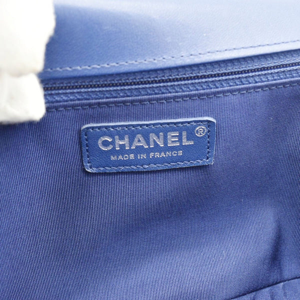 CHANEL Boy Flap Calf Leather Crossbody Bag Blue