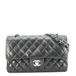 CHANEL Medium Double Flap Lambskin Leather Shoulder Bag Black