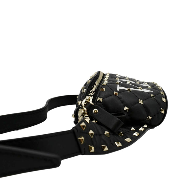 VALENTINO VLTN Rockstud Spike Quilted Leather Bum Bag Black