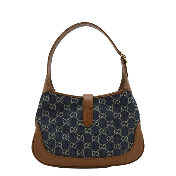 GUCCI Jackie 1961 GG Jacquard Denim Hobo Bag Navy Blue 636706