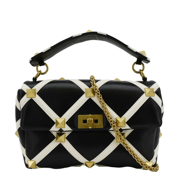 VALENTINO Garavani Roman Stud Leather Crossbody Bag Black