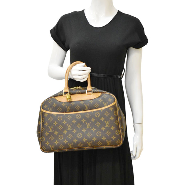 LOUIS VUITTON Deauville Monogram Canvas Satchel Bag Brown