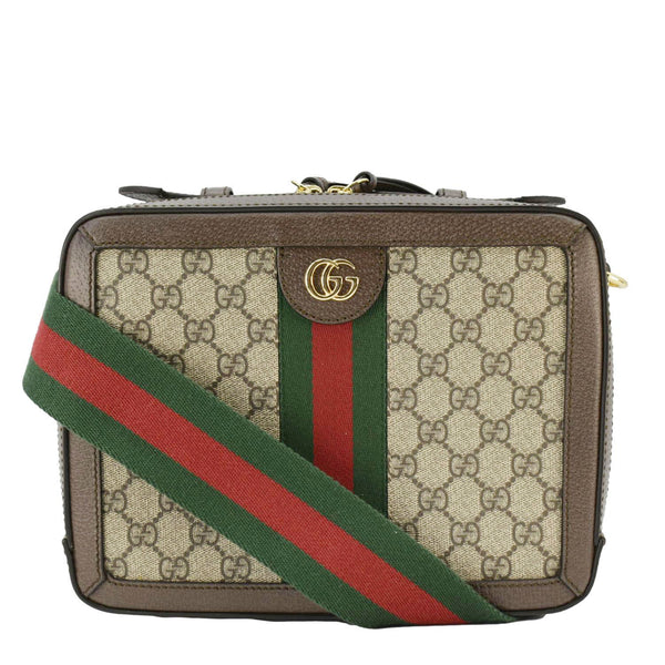 GUCCI Ophidia Web Small GG Supreme Canvas Shoulder Bag Beige 550622