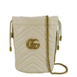 GUCCI GG Marmont Mini Matelasse Chevron Leather Bucket Crossbody Bag Off White 575163