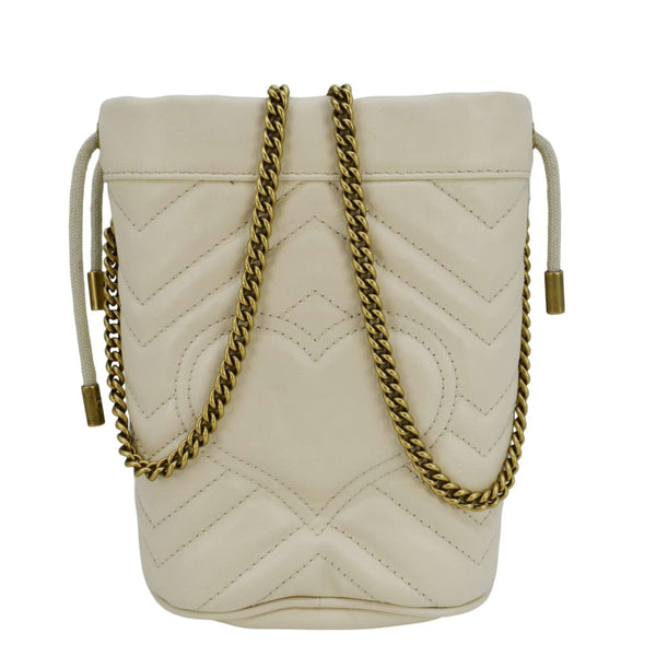 GUCCI GG Marmont Mini Matelasse Chevron Leather Bucket Crossbody Bag Off White 575163