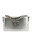 TOM FORD Metallic Palmellato Leather TF Chain Shoulder Bag Silver