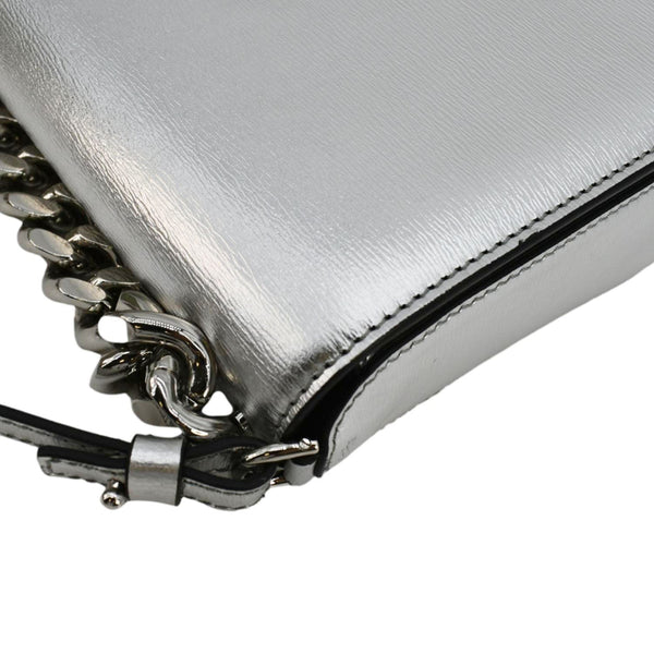 TOM FORD Metallic Palmellato Leather TF Chain Shoulder Bag Silver