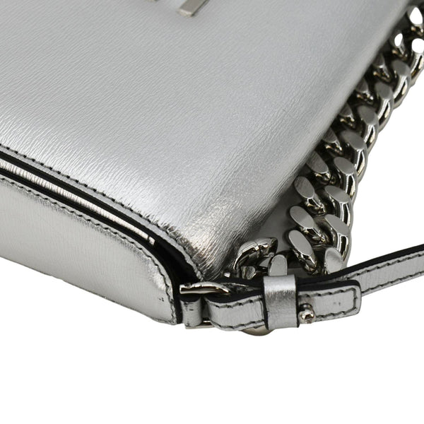 TOM FORD Metallic Palmellato Leather TF Chain Shoulder Bag Silver