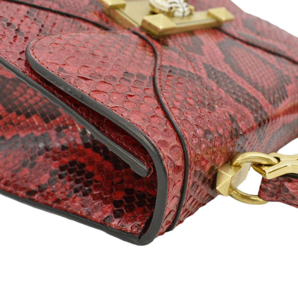 GUCCI Python Osiride  Small Leather Top Handle Shoulder Bag Red 497996