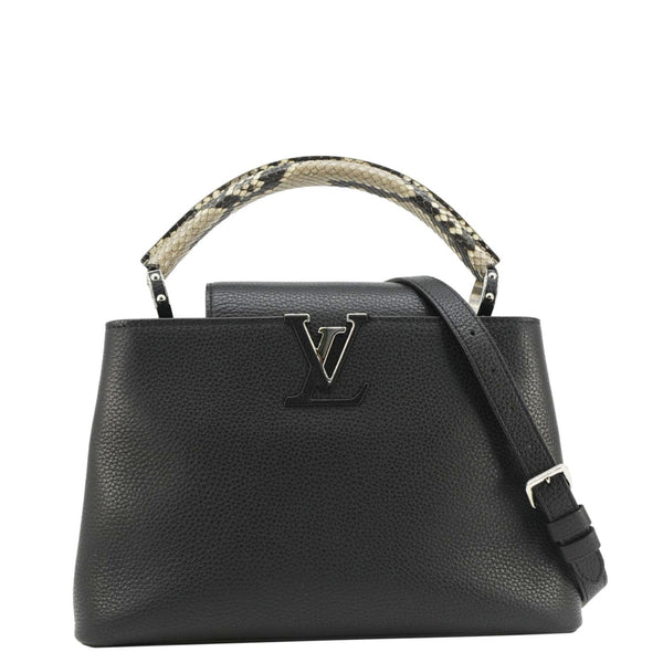 LOUIS VUITTON Capucines MM Taurillon Leather Shoulder Bag Black