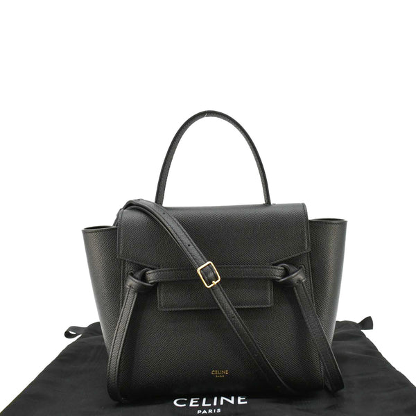 CELINE Nano Belt Grained Calfskin Leather Shoulder Bag Black