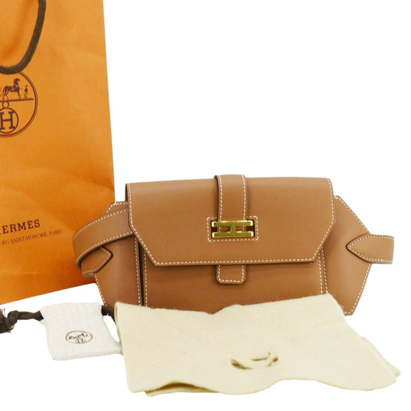 HERMES Elan Leaher Pocket Belt Bag Brown