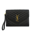 YVES SAINT LAURENT Clutch Medium Matelasse Leather Pouch Black