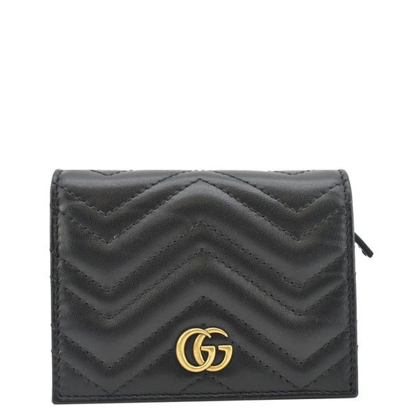 Gucci Marmont GG Matelasse Leather Card Case Wallet Black 466492