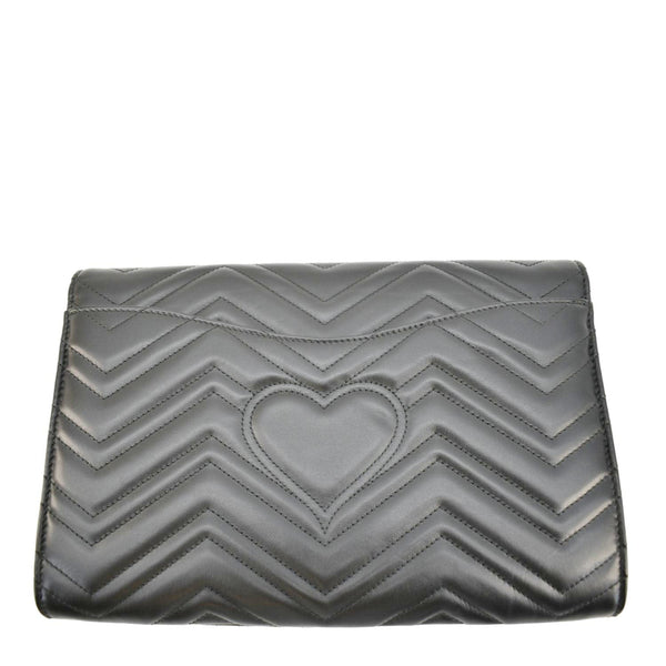 GUCCI GG Marmont Matelasse Chevron Leather Clutch Bag Black 498079