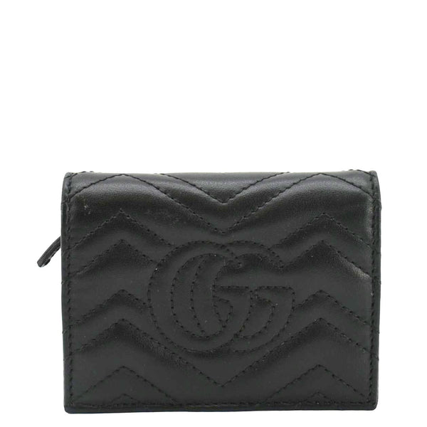 Gucci Marmont GG Matelasse Leather Card Case Wallet Black 466492