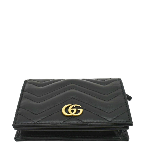 Gucci Marmont GG Matelasse Leather Card Case Wallet Black 466492