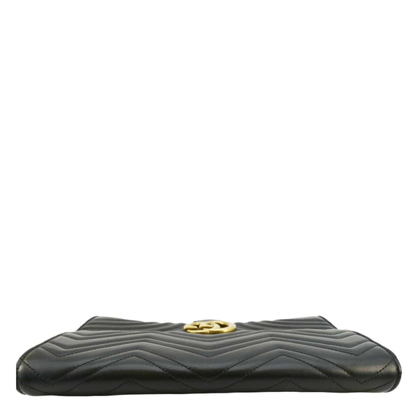 GUCCI GG Marmont Matelasse Chevron Leather Clutch Bag Black 498079