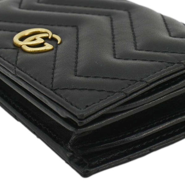 Gucci Marmont GG Matelasse Leather Card Case Wallet Black 466492