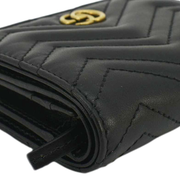 Gucci Marmont GG Matelasse Leather Card Case Wallet Black 466492