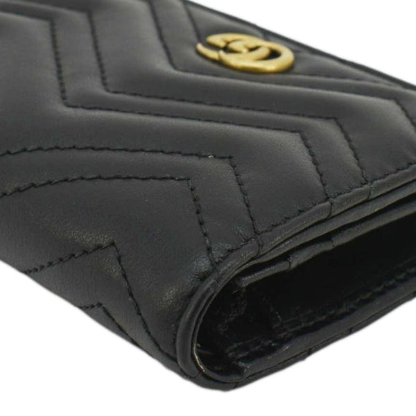 Gucci Marmont GG Matelasse Leather Card Case Wallet Black 466492