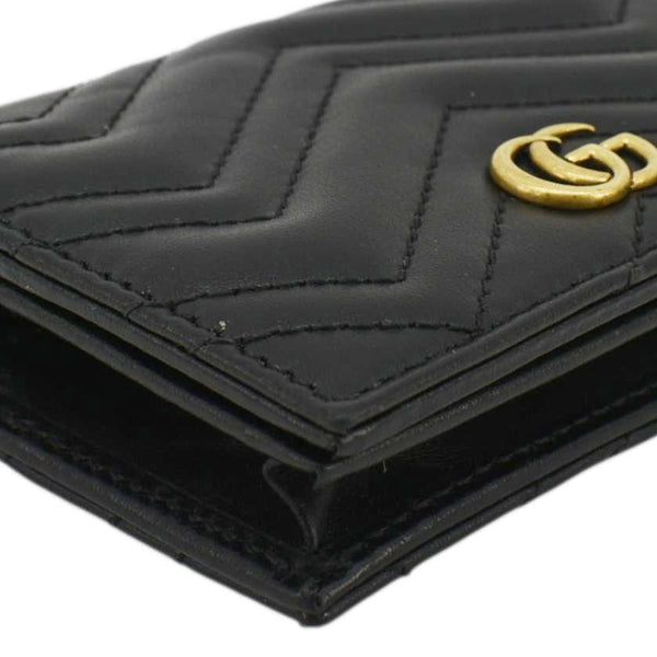 Gucci Marmont GG Matelasse Leather Card Case Wallet Black 466492