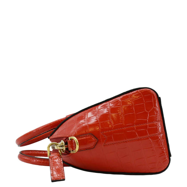 GIVENCHY Antigona Small Crocodile Embossed Leather Shoulder Bag Red