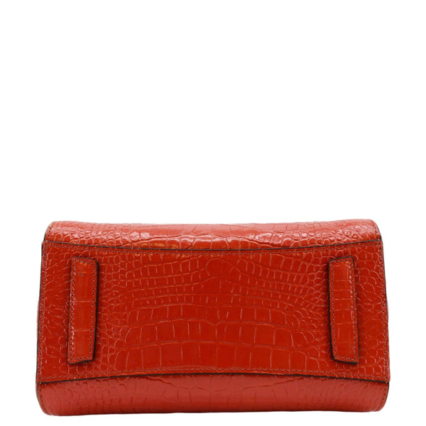 GIVENCHY Antigona Small Crocodile Embossed Leather Shoulder Bag Red