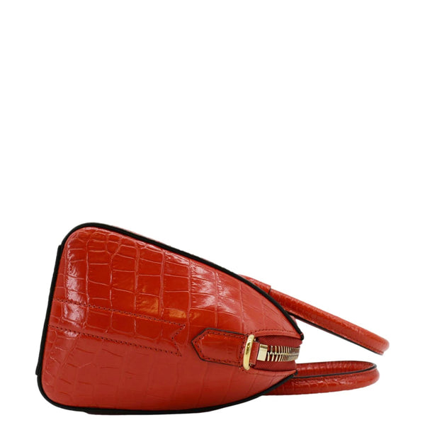 GIVENCHY Antigona Small Crocodile Embossed Leather Shoulder Bag Red